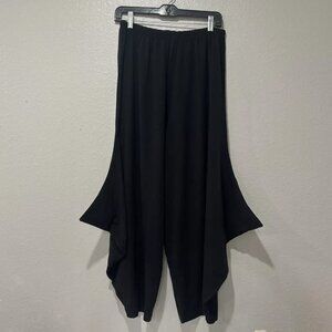 Bryn Walker Harem Black Bamboo Organic Cotton Black Pants Artsy Lagenlook Sz L